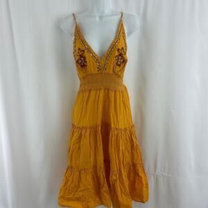 Yellow embroidered sequin dress